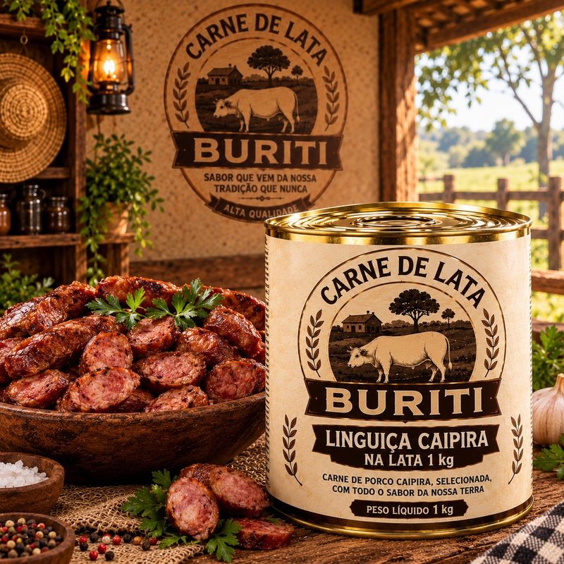 Linguiça Caipira na lata 1 kg